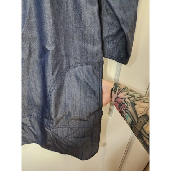 Vince Blue Chambray Denim 3/4 Sleeve Quarter Zip Mini Dress Size XS Pockets - Picture 5 of 6